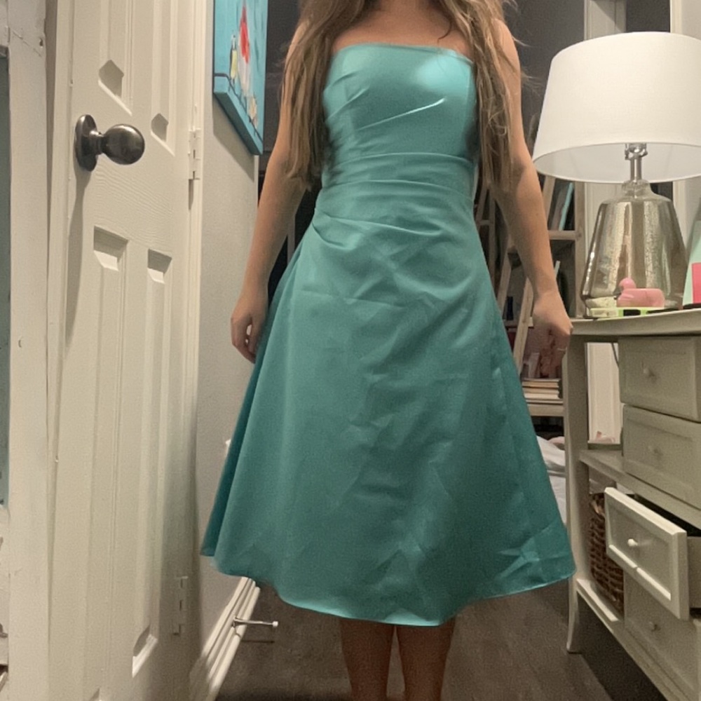 Teal Alfred Angelo Satin Dress